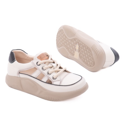 Pantofi dama sport din piele naturala, Feeling, 68883 bej - Img 4