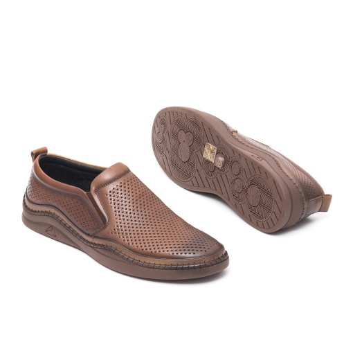 Pantofi de vara barbati stil mocasin, E6E640003B 02-N, coniac - Img 5