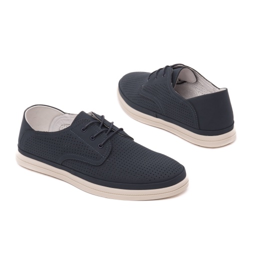 Pantofi vara barbati din piele naturala nabuc, Otter, J2J260014C 42-N, bleumarin - Img 3