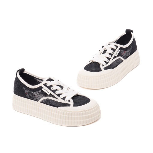 Pantofi vara dama PASS Collection, 5VXA60005A 01-T din material textil, negru - Img 2