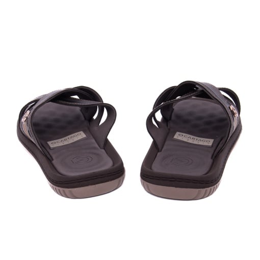 Papuci barbati din piele eco, Cartago, 9B12317-BF014 FIJI ESSENCIAL SLIDE A, maro - Img 6