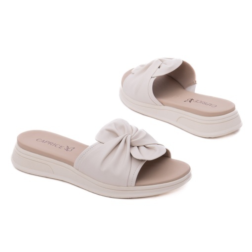 Papuci dama din piele naturala, Caprice 9-27208-46 170 OFFWHITE NAPPA, alb - Img 3