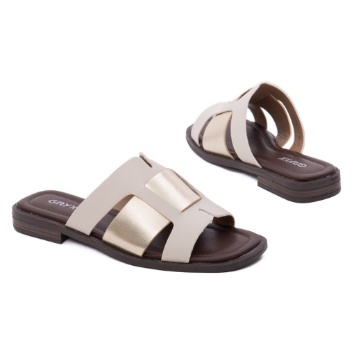 Papuci dama din piele naturala, Gryxx W1V1352-G17-6A 03-N, bej - Img 3