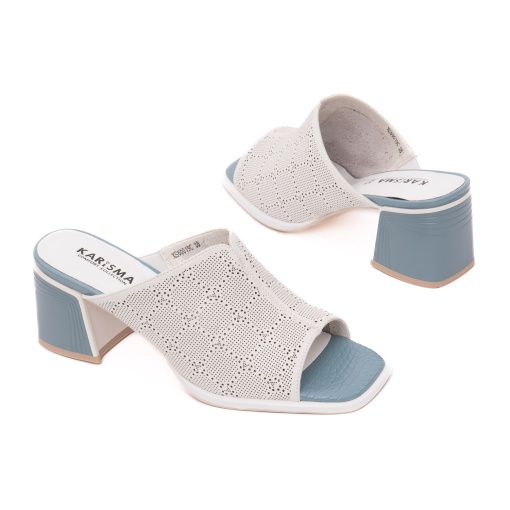 Papuci dama din piele naturala, KARISMA, 7QXS60019C 13-N, alb - Img 3