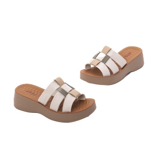 Papuci dama din piele naturala, PASS Collection J9J980008B 52-N, crem - Img 2