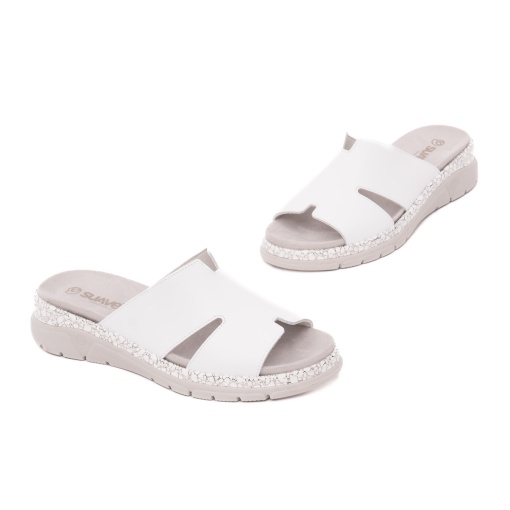 Papuci dama din piele naturala Suave, SU12521VT MOSTAR 13-N, alb - Img 2