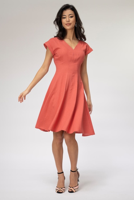 Rochie de in uni cu croi amplu YANIRA, Hermosa, caramiziu - Img 6