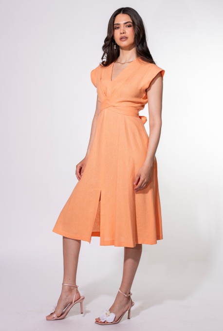 Rochie Talia somon – eleganță și rafinament din in și vâscoză - Img 9