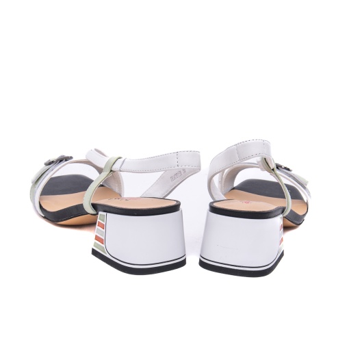 Sandale damă casual-elegant Pass H3DL60013A J9-N albe kaki cu toc gros - Img 6