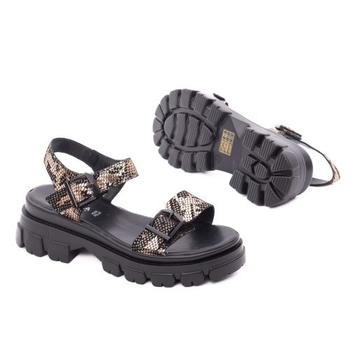 Sandale dama din piele intoarsa, Karisma V4VA60002C O7-I, negru print - Img 4
