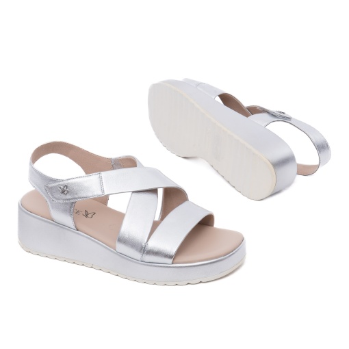 Sandale dama din piele naturala, Caprice, 9-28305-44 920 SILVER METAL, argintiu - Img 4