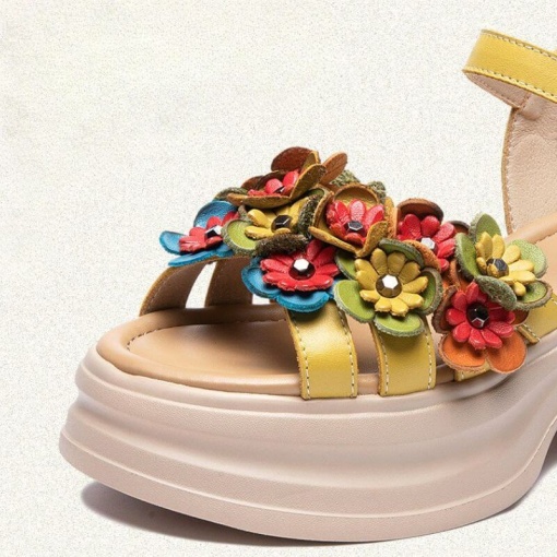 Sandale dama din piele naturala, PASS Collection 3OLY80012 08, galben - Img 11