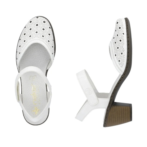 Sandale dama din piele naturala, Rieker 40991-80, alb - Img 10