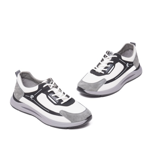 Sneakers barbati piele,10983 alb/Gri - Img 2