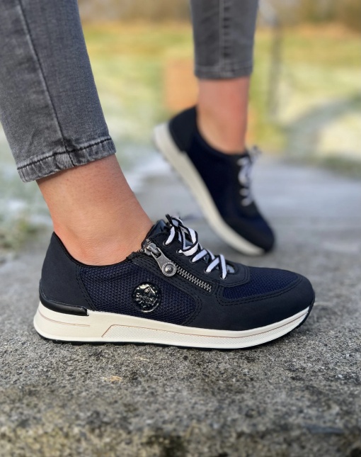 Sneakers dama bleumarin cu siret si fermoar, N1411-14 - Img 4