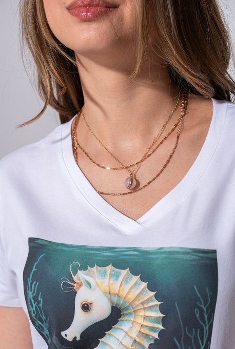 Tricou din bumbac cu imprimeu delicat 25857, Hermosa, alb - Img 2