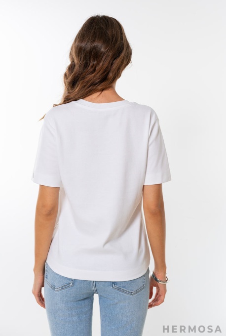 Tricou uni din bumbac AGNES Hermosa, alb - Img 10