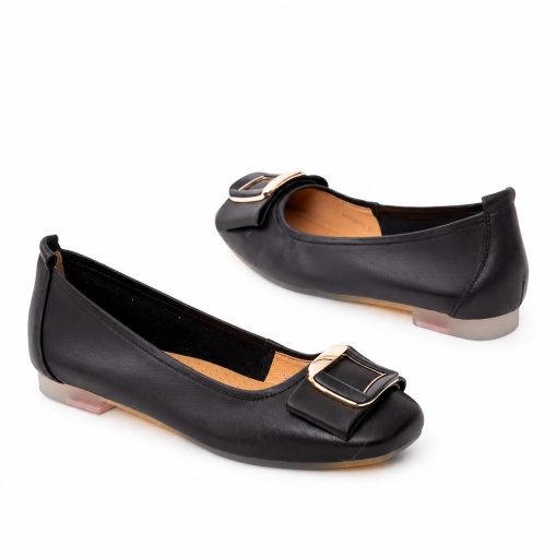 Balerini dama din piele naturala, PASS Collection M4M480009A 01-N, negru - Img 4