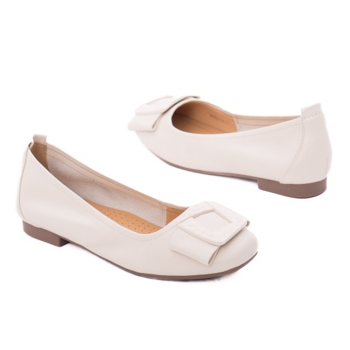 Balerini dama din piele naturala, PASS Collection M4M480012B 52-N, crem - Img 3