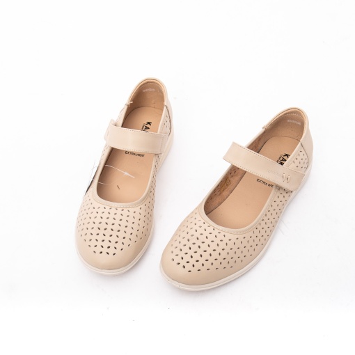 Balerini damă din piele naturală perforată 8OWB60020B 03-N Karisma, extra wide, bej - Img 4