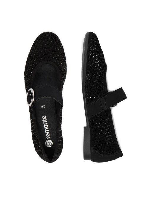 Balerini dama din piele naturala, Remonte D0K18-02, negru - Img 3