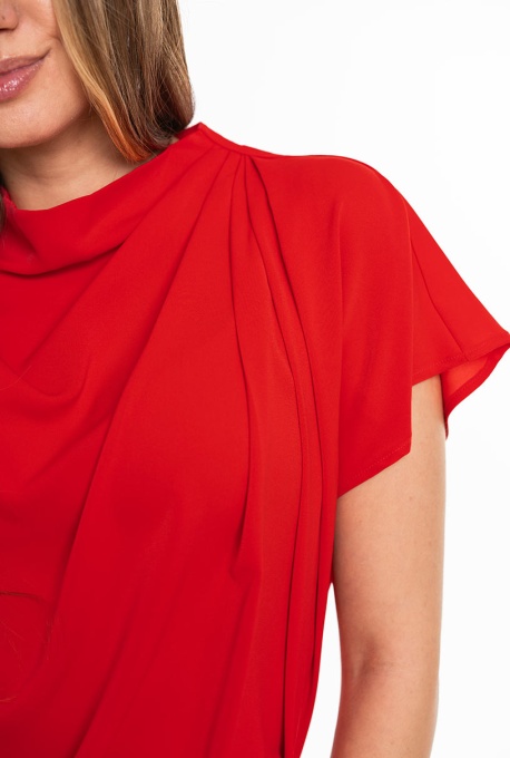 Bluza dama uni din sifon AMMA, rosu - Img 2