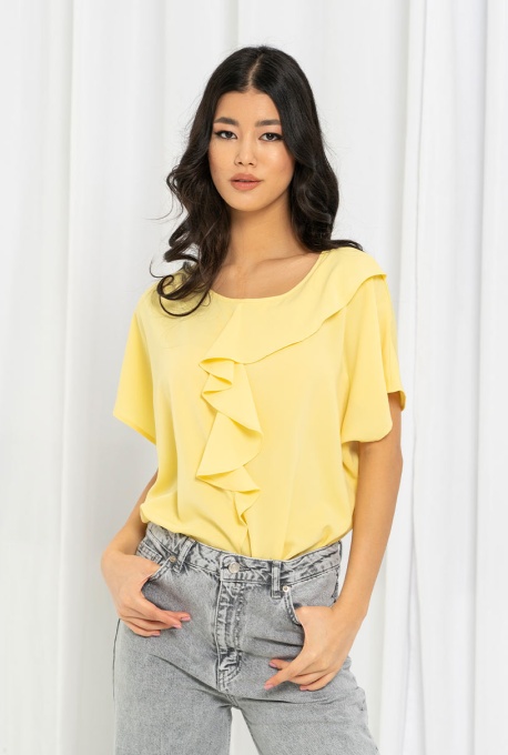 Bluza dama uni din sifon RALU, Hermosa, galben - Img 2