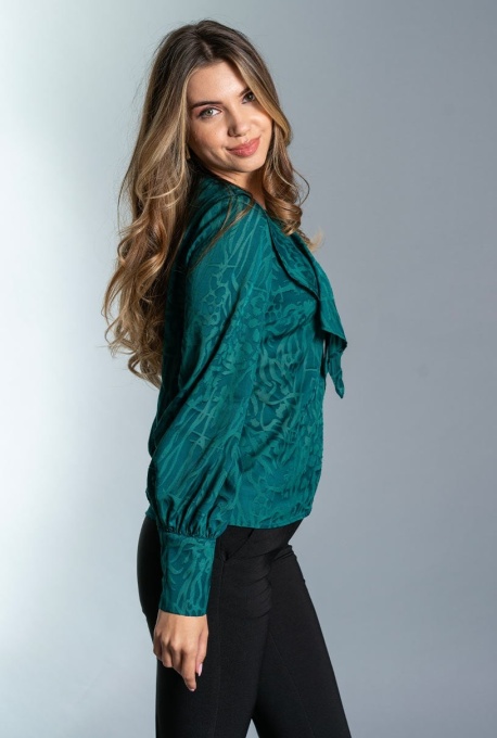 Bluza din organza devore Ronda, verde - Img 3