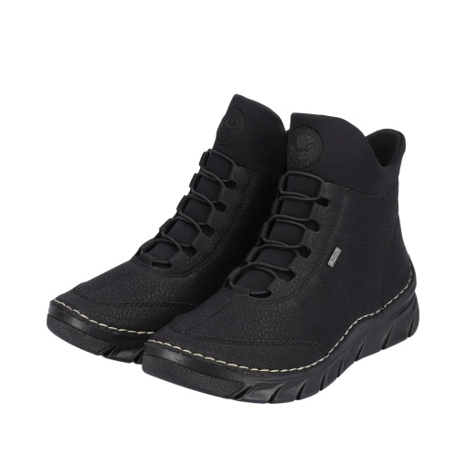 Botine dama din piele ecologica impermeabila, Rieker 55069-00, negru - Img 8