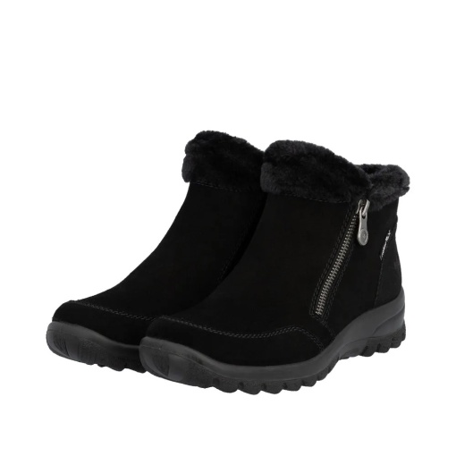 Botine dama din piele intoarsa, Rieker L7188-00, negru - Img 3