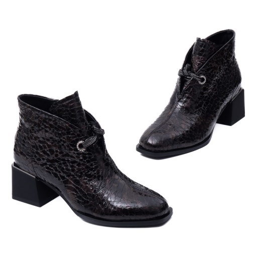 Botine dama din piele lacuita croco, Epica, 1JI70016B 23-O, bordo - Img 2