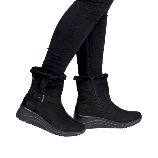 Botine dama din piele naturala intoarsa, Remonte D0T82-02, negru - Img 3