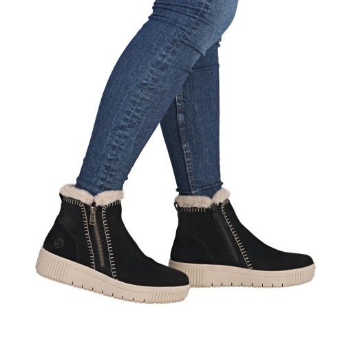 Botine dama din piele naturala intoarsa, Remonte D3B70-03, negru - Img 2