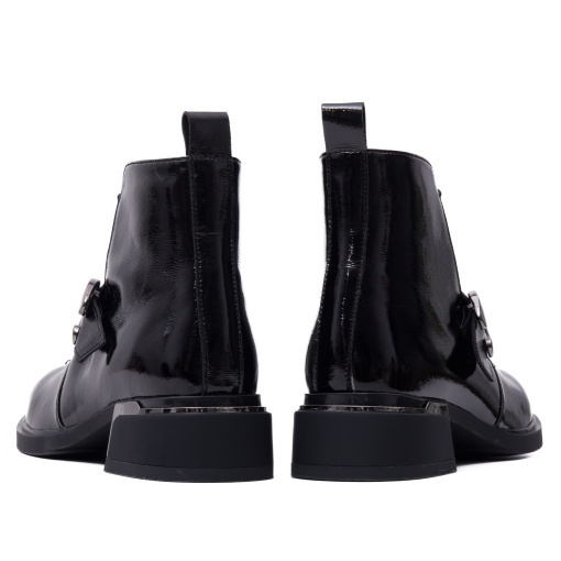 Botine dama din piele naturala lacuita, Karisma 7QXS70015B 01-L, negru - Img 6