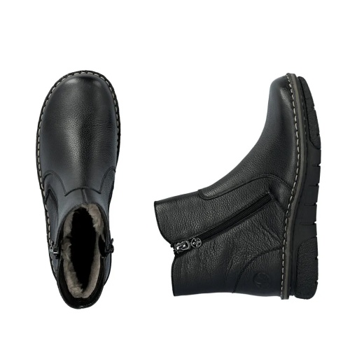Botine dama din piele naturala, Rieker 73365-00, negru - Img 9