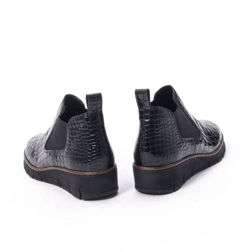Botine dama piele naturala, Rieker 53794-01, negru lac - Img 7