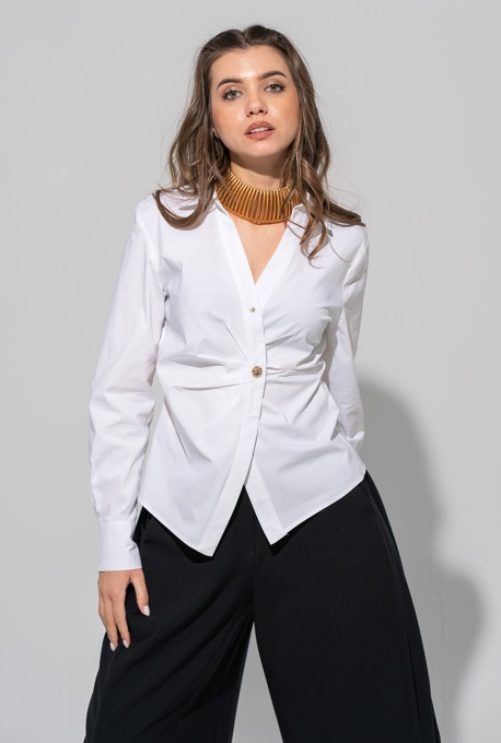 Camasa din poplin ce urmareste talia si defineste silueta ANDRIA Hermosa, alb - Img 10