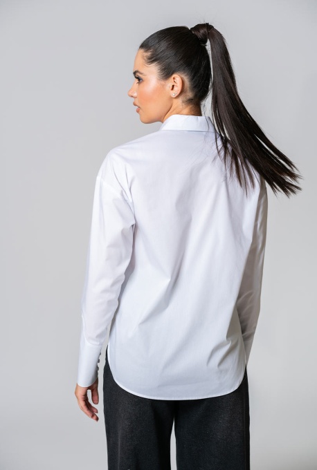 Camasa uni din poplin elastic EMELINE, Hermosa, alb - Img 21