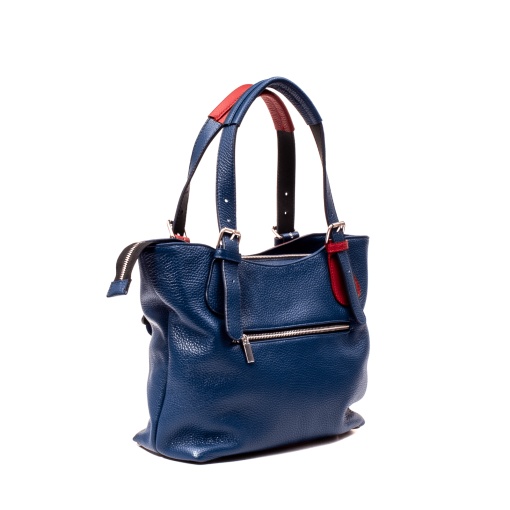 Geanta multicolora dama By Tommy piele, rosu si bleumarin - Img 3