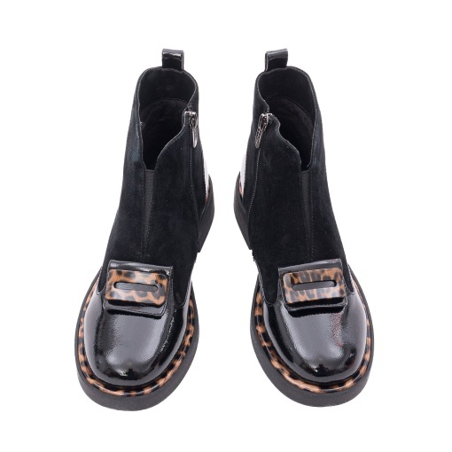 Ghete dama din piele intoarsa, Epica 3A206-M121B-G575A O7-I, negru print - Img 4