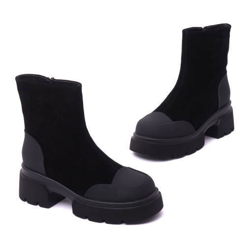 Ghete dama din piele intoarsa, PASS Collection, 1M490025 01-I, negru - Img 2