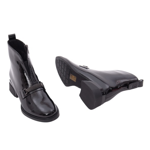 Ghete dama din piele naturala lacuita, Epica 3B317-A801-ZP170B 01-L, negru - Img 3