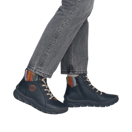 Ghete dama din piele naturala, Rieker 55040-00, bleumarin - Img 2