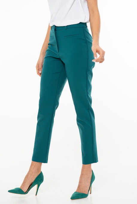 Pantaloni conici din tercot elastic cu densitate mare BECKY, Hermosa, turcoaz - Img 5
