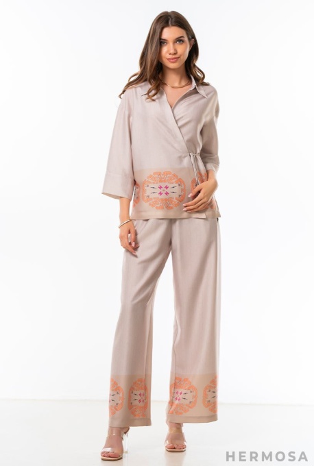 Pantaloni Dasha Bej Print Limitat - Img 6