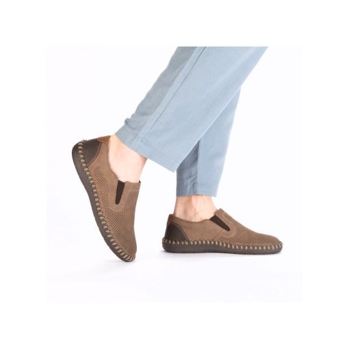 Pantofi barbati din piele naturala nabuc, Rieker, B2460-25, maro - Img 2
