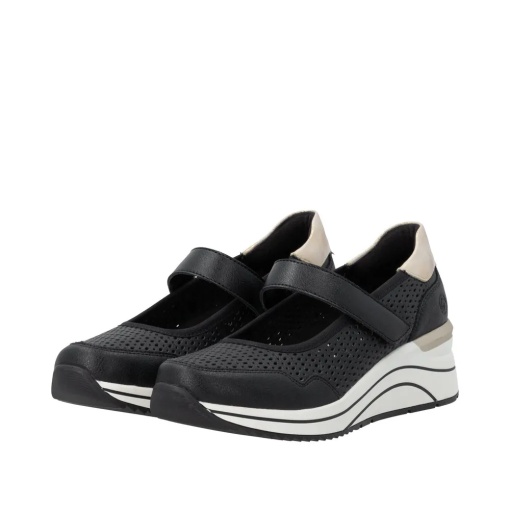 Pantofi casual de vara perforati din piele naturala, Remonte D0T21-03, negru - Img 4