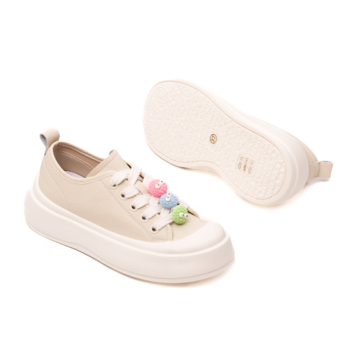 Pantofi dama casual, piele naturala, 6LMQ60013A-03, bej - Img 4