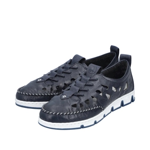 Pantofi dama de vara din piele naturala, Rieker 49956-14, bleumarin - Img 3