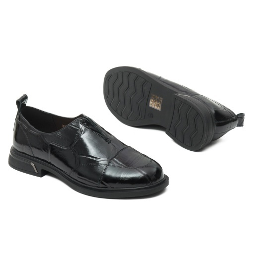 Pantofi dama din piele naturala lacuita, Karisma, H3DL70030B 01-1, negru - Img 4